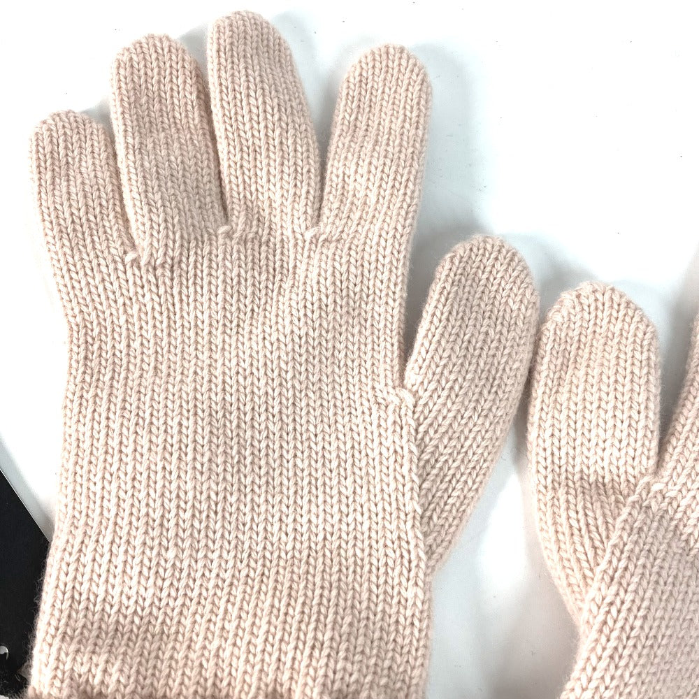 FENDI FXY574 Logo Gloves, Wool, Women's, Light Pink
