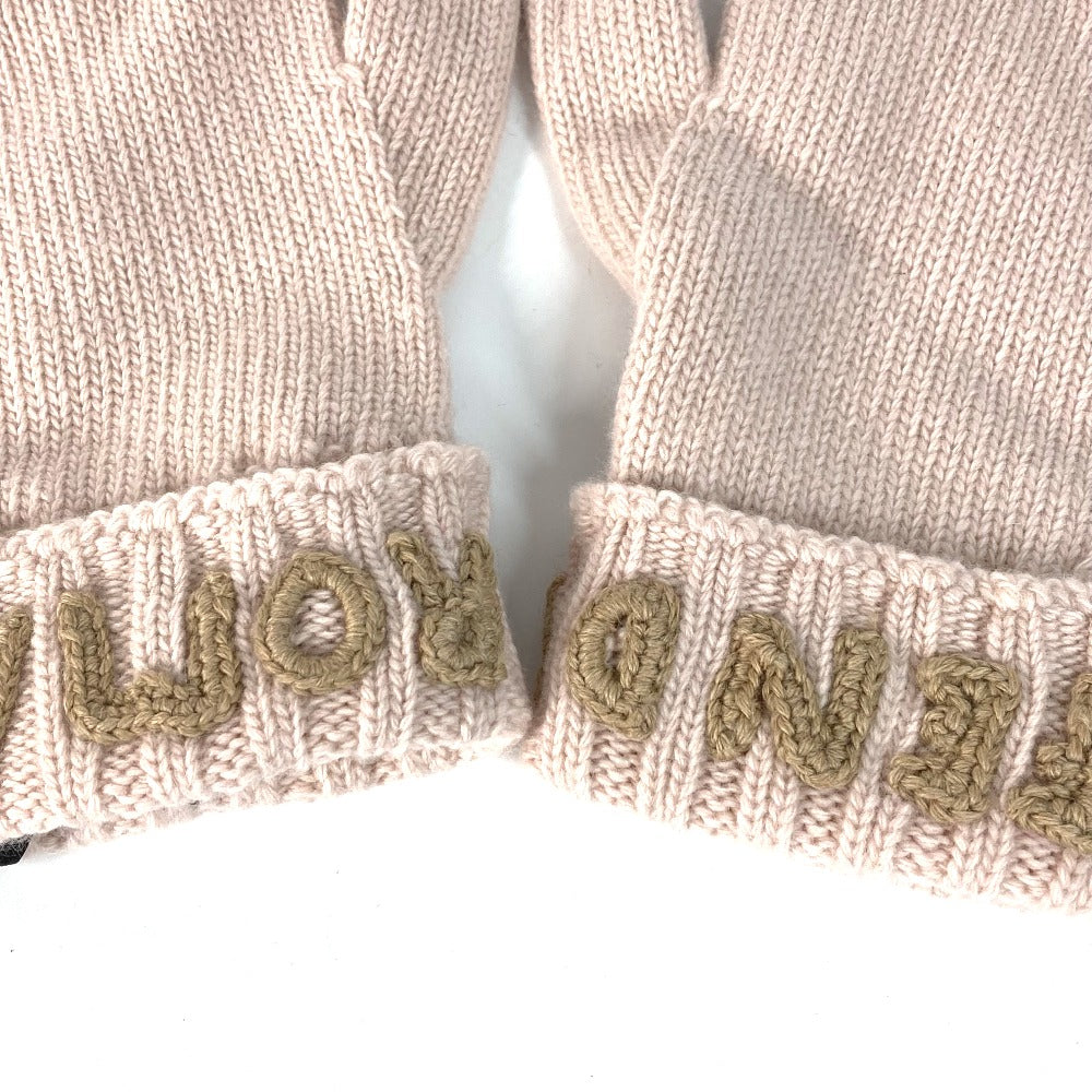 FENDI FXY574 Logo Gloves, Wool, Women's, Light Pink