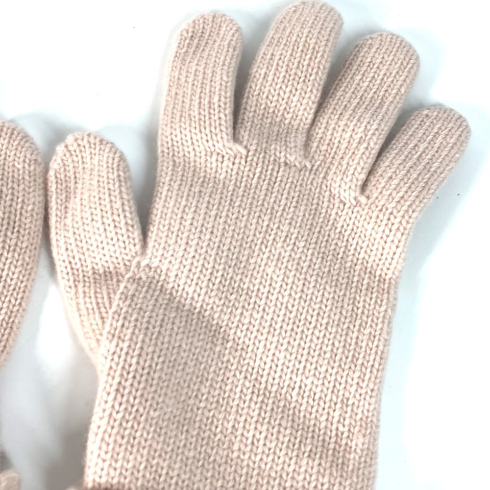 FENDI FXY574 Logo Gloves, Wool, Women's, Light Pink