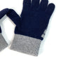 FENDI FXY010 Check FF Two-Tone Logo Gloves, Wool, Women's, Navy