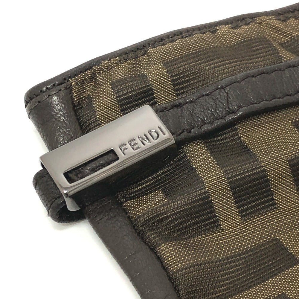 FENDI ズッカ柄 FFロゴ アパレル グローブ 防寒具 冬物 手袋 キャンバス レディース ブラウン