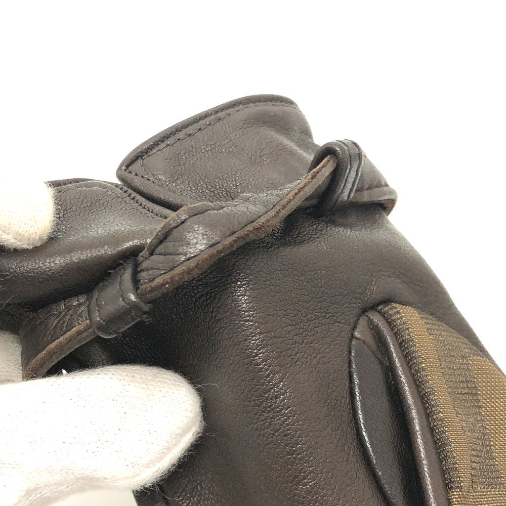 FENDI ズッカ柄 FFロゴ アパレル グローブ 防寒具 冬物 手袋 キャンバス レディース ブラウン