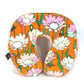 FENDI Floral Neck Pillow and Eye Mask Travel Set, Velvet Cushion, Orange, Women's