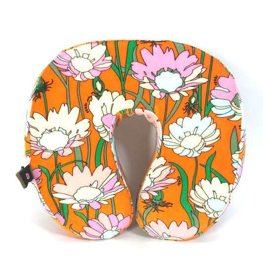 FENDI Floral Neck Pillow and Eye Mask Travel Set, Velvet Cushion, Orange, Women's