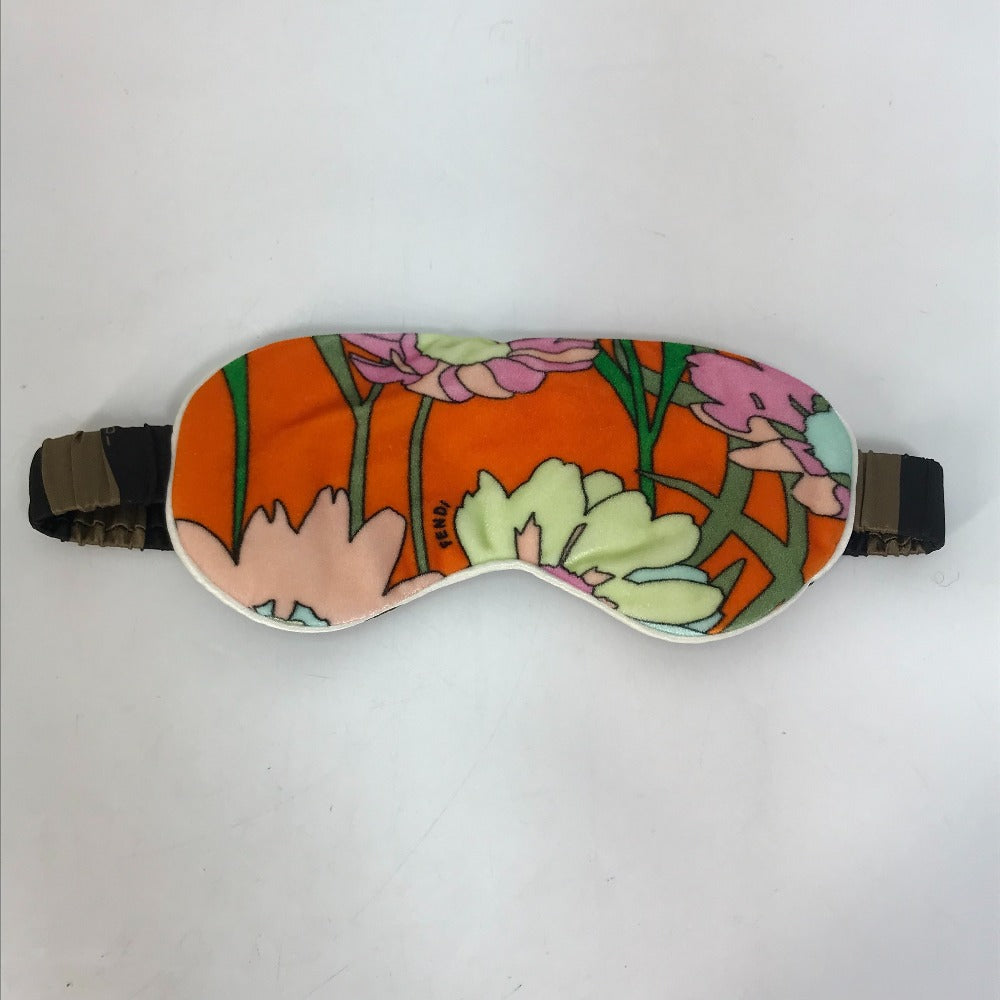 FENDI Floral Neck Pillow and Eye Mask Travel Set, Velvet Cushion, Orange, Women's