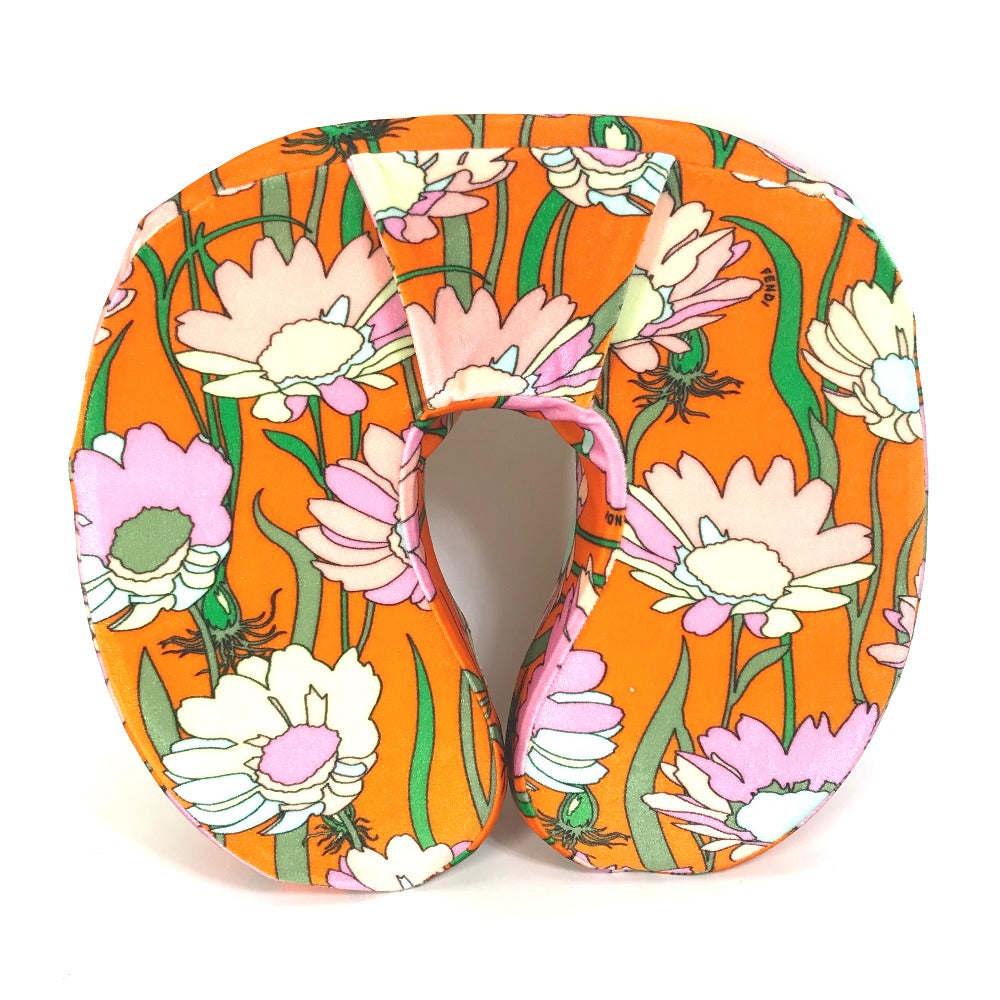 FENDI Floral Neck Pillow and Eye Mask Travel Set, Velvet Cushion, Orange, Women's