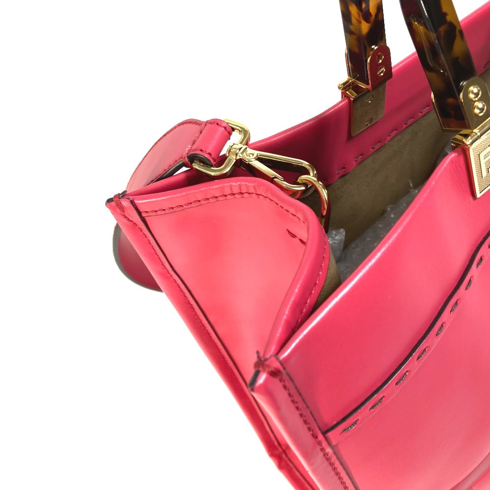 FENDI 8BH386 Sunshine Shopper Shoulder Bag, 2-Way Tote Bag, Leather, Women's, Pink