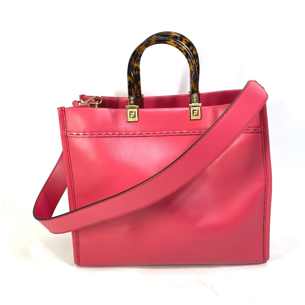 FENDI 8BH386 Sunshine Shopper Shoulder Bag, 2-Way Tote Bag, Leather, Women's, Pink