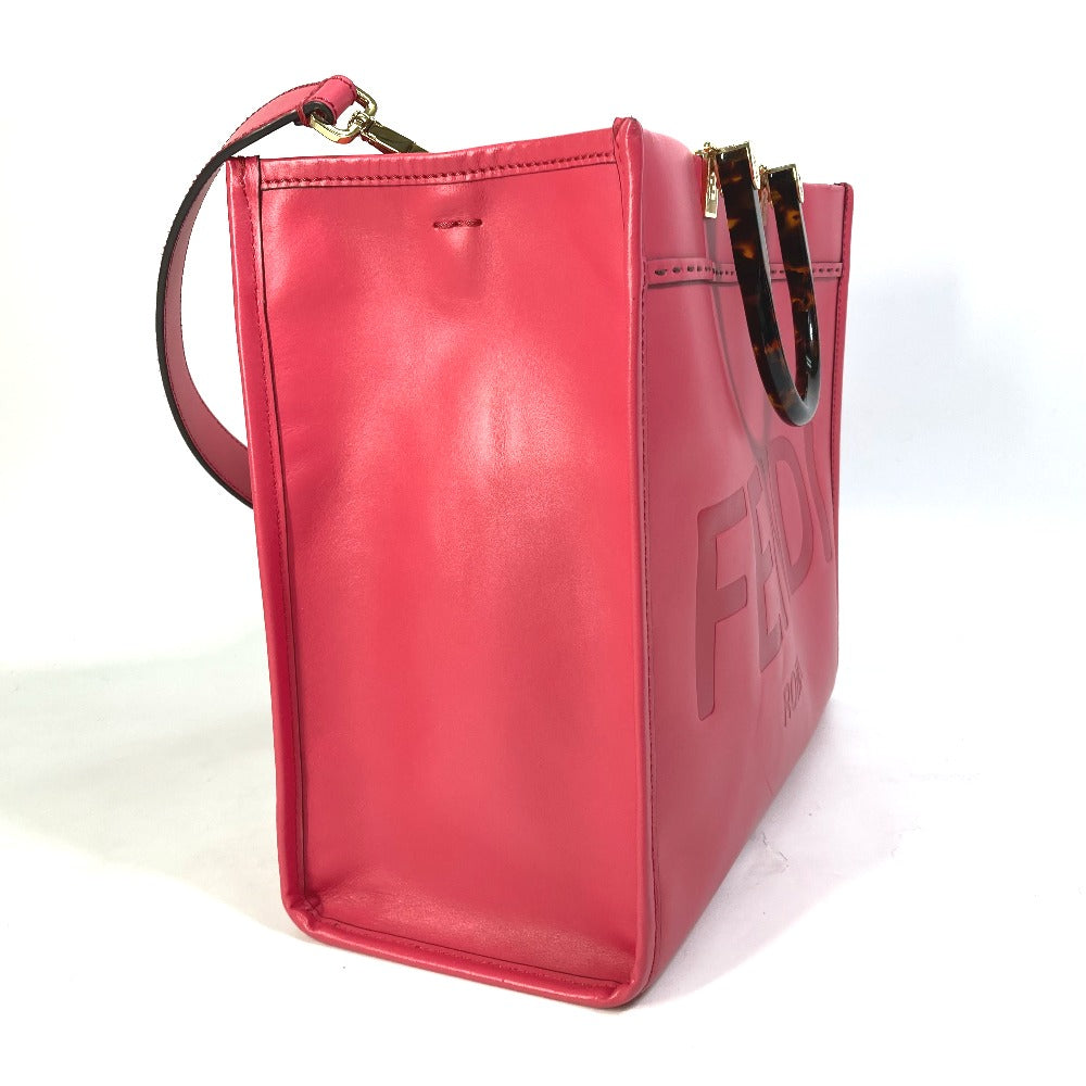 FENDI 8BH386 Sunshine Shopper Shoulder Bag, 2-Way Tote Bag, Leather, Women's, Pink