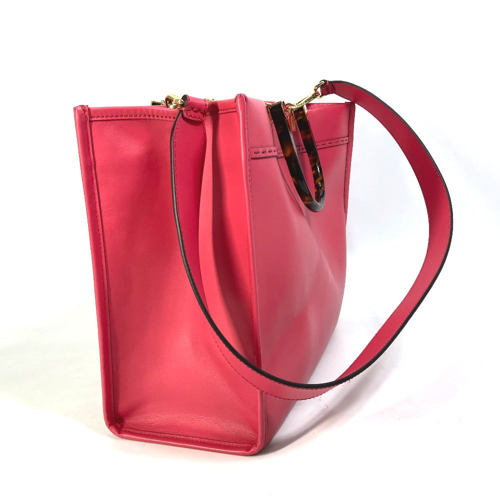 FENDI 8BH386 Sunshine Shopper Shoulder Bag, 2-Way Tote Bag, Leather, Women's, Pink
