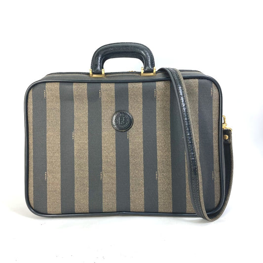 FENDI Pecan Handbag/Shoulder Bag/2-Way Bag/Business Bag in PVC/Leather, Brown, Men's