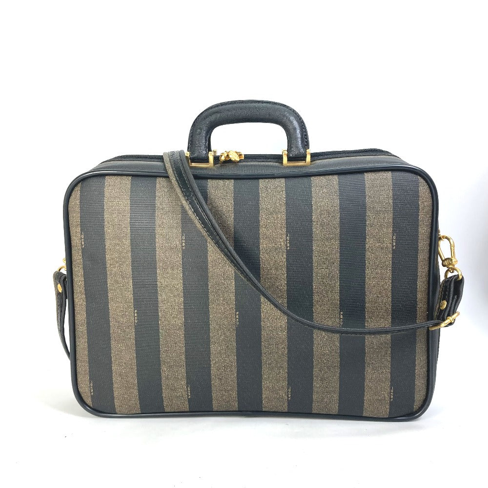 FENDI Pecan Handbag/Shoulder Bag/2-Way Bag/Business Bag in PVC/Leather, Brown, Men's