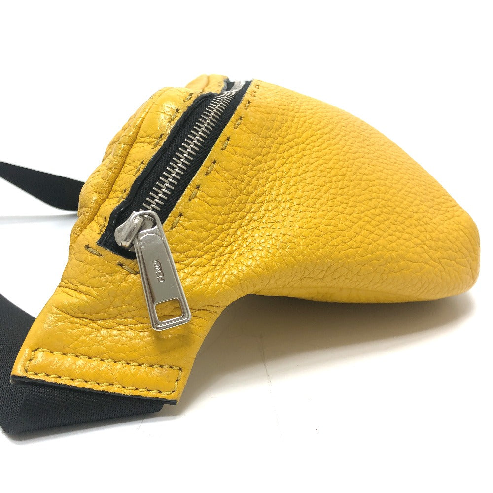 FENDI 7VA434 Selleria Crossbody Bag, body bag, one shoulder bag, stitching Waist Pouch Leather yellow Used