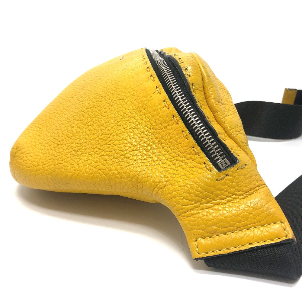 FENDI 7VA434 Selleria Crossbody Bag, body bag, one shoulder bag, stitching Waist Pouch Leather yellow Used