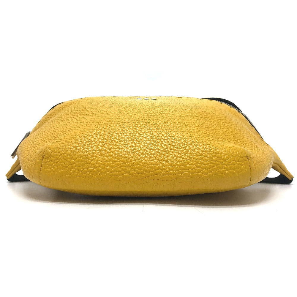 FENDI 7VA434 Selleria Crossbody Bag, body bag, one shoulder bag, stitching Waist Pouch Leather yellow Used