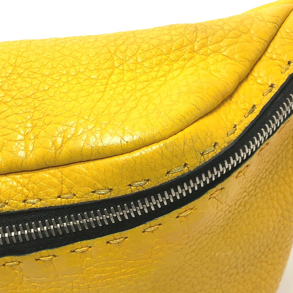 FENDI 7VA434 Selleria Crossbody Bag, body bag, one shoulder bag, stitching Waist Pouch Leather yellow Used