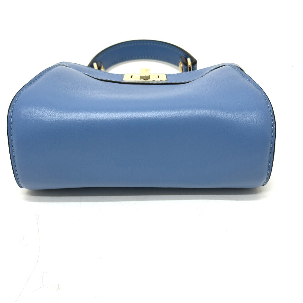 FENDI 7AS294 ナノ ピーカブー 2WAY ポシェット カバン 肩掛け 斜めかけ ショルダーバッグ レザー レディース ブルー - brandshop-reference