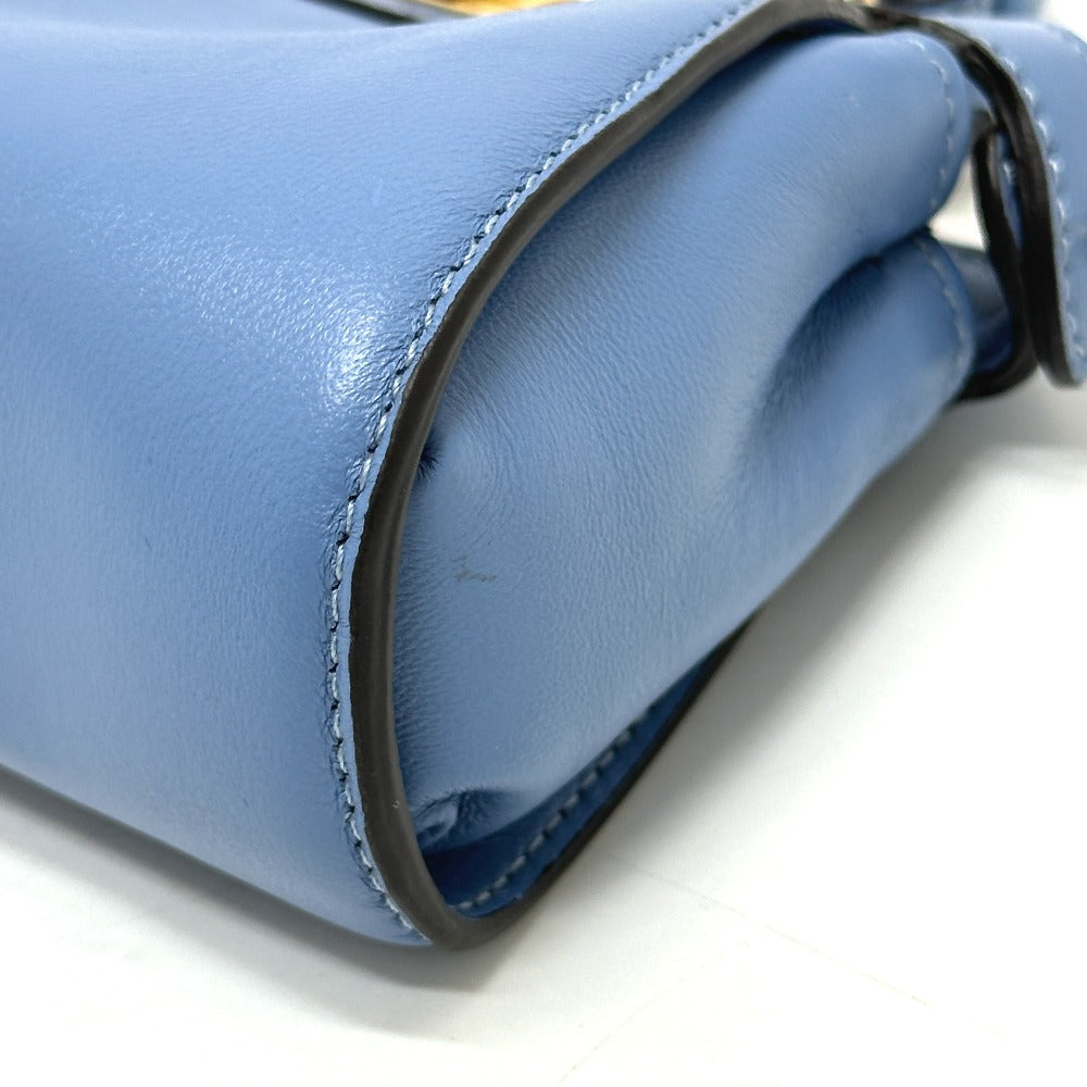 FENDI 7AS294 ナノ ピーカブー 2WAY ポシェット カバン 肩掛け 斜めかけ ショルダーバッグ レザー レディース ブルー - brandshop-reference