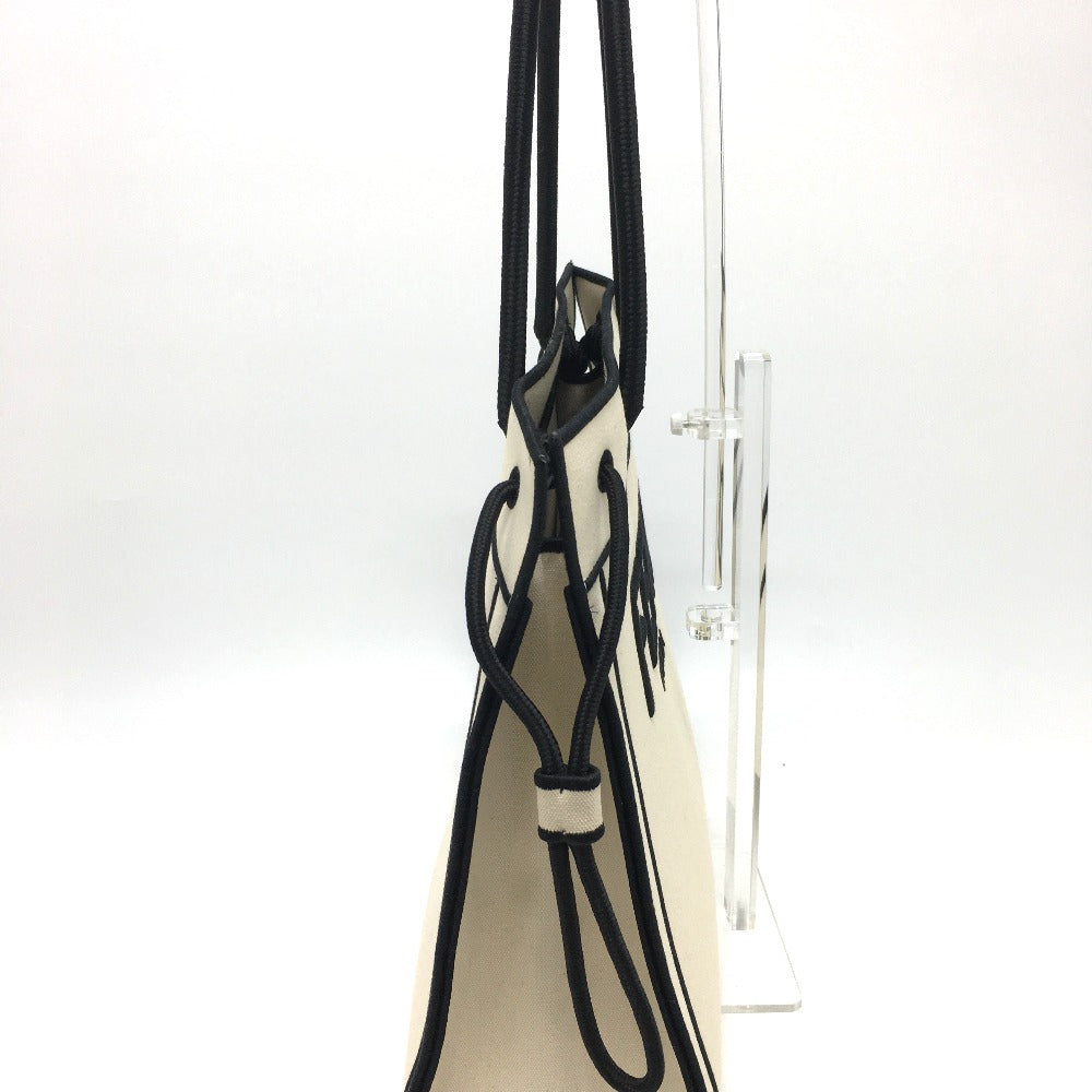 FENDI 8BH379 Logo Roma Shopper Bag Large Tote Bag Canvas Women's Grezzo Natural Beige &amp; Black