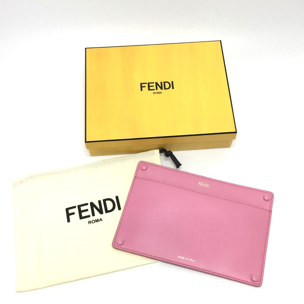 FENDI 7AR907 Peekaboo Bag-in Pocket Flat Bag Accessory Pouch Leather Women's Pink