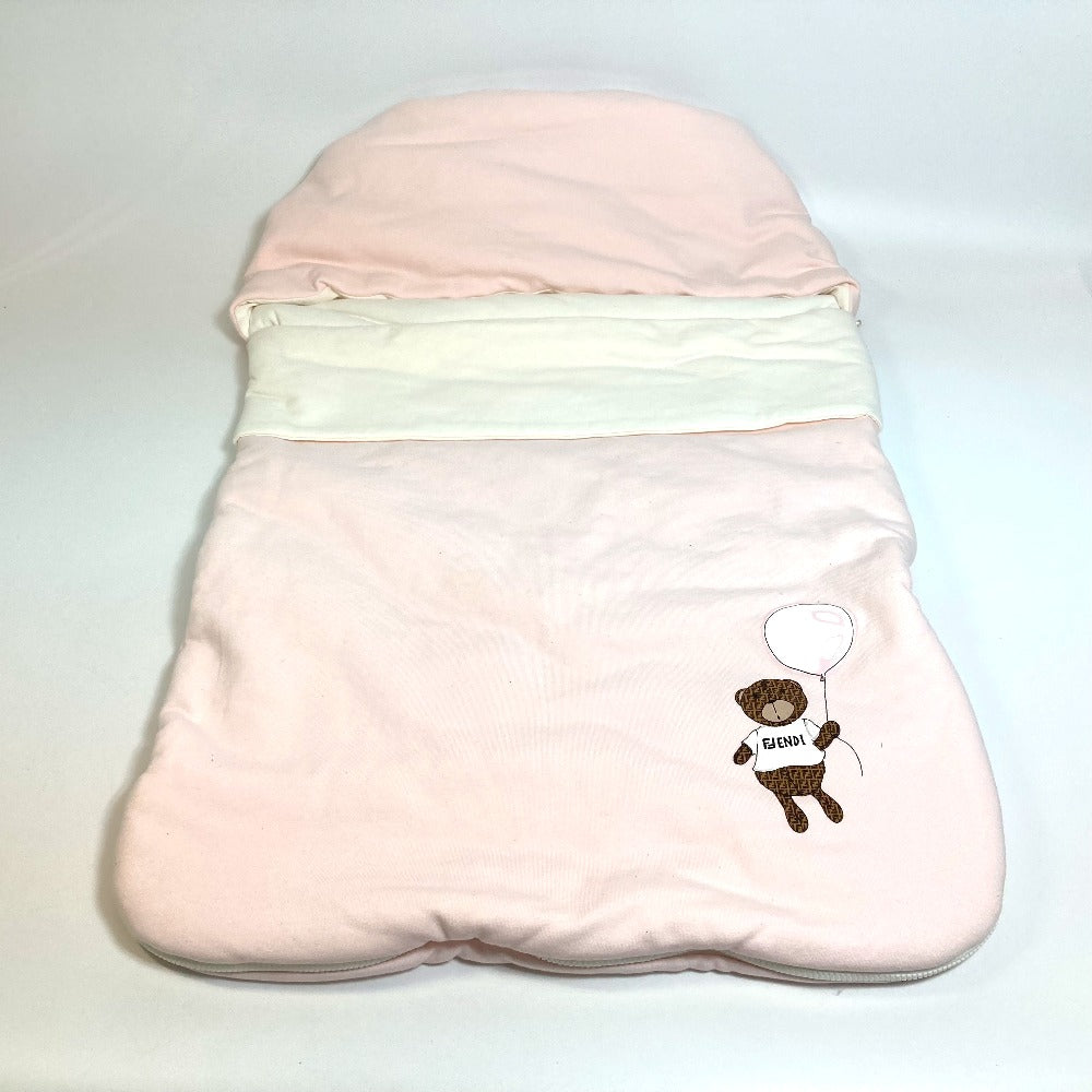 FENDI BUJ127 Zucca Bear Baby Sleeping Bag, Swaddle, Bedding, Blanket, Cotton, Kids, Pink