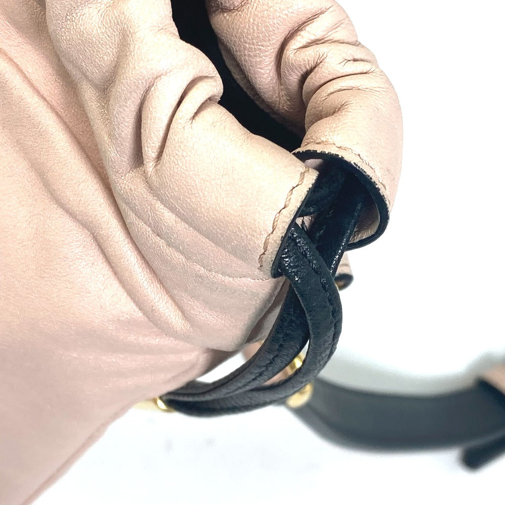 FENDI 8BT337 Drawstring Pouch, Crossbody Bag, Slim Clutch, Small Shoulder Bag, Leather, Women's, Pink