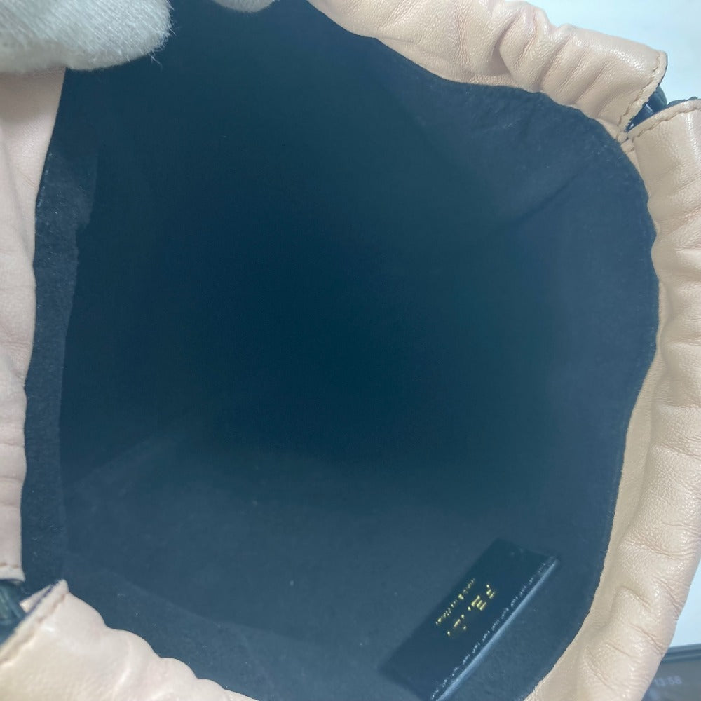 FENDI 8BT337 Drawstring Pouch, Crossbody Bag, Slim Clutch, Small Shoulder Bag, Leather, Women's, Pink