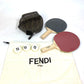 FENDI 7AS070AJJ4F1HR8 Zucca Logo Table Tennis Ping Pong Racket Case in Brown Fabric, Includes Racket and Ball, Full Set (3 Pieces), Rubber, Unisex