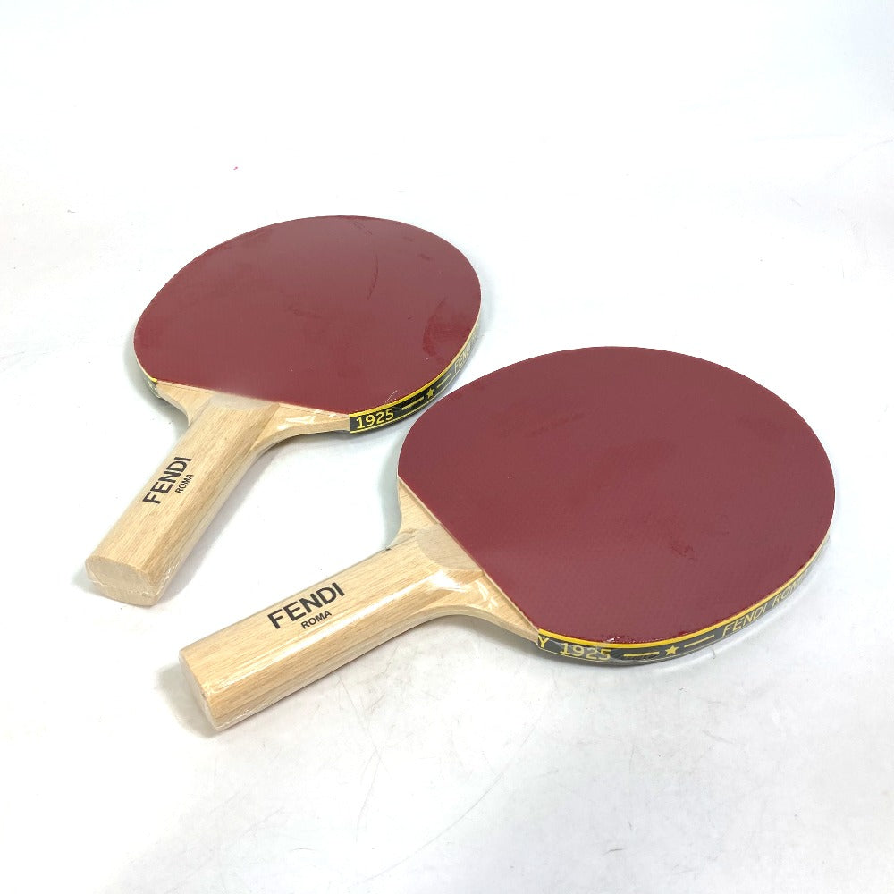 FENDI 7AS070AJJ4F1HR8 Zucca Logo Table Tennis Ping Pong Racket Case in Brown Fabric, Includes Racket and Ball, Full Set (3 Pieces), Rubber, Unisex