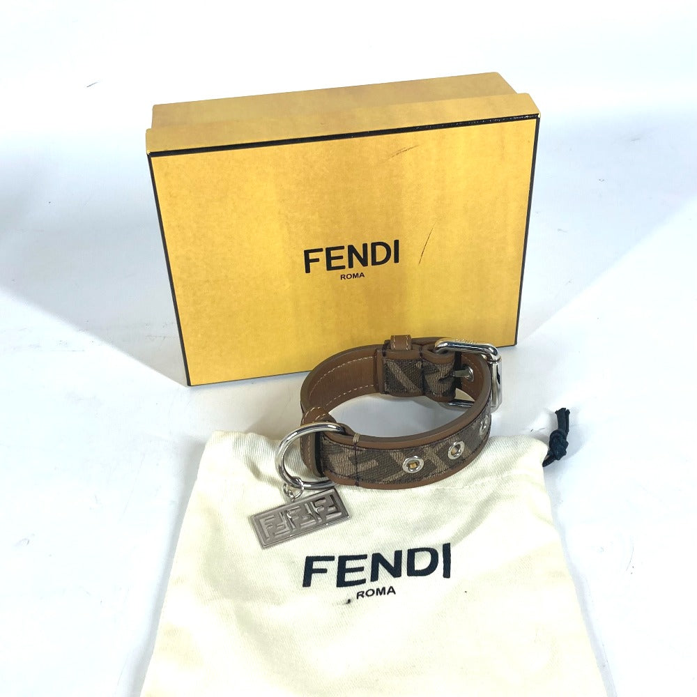 FENDI 8AC016 ズッカ ドッグカラー 犬 ペット アクセサリー ワンちゃん 首輪 レザー ユニセックス