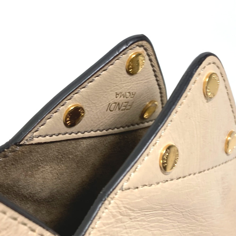 FENDI 8BT303 Zucca FLIP Large Handbag with FF Logo and Strap, 2-Way Bag, Crossbody/Shoulder Bag, Leather/Suede, Beige