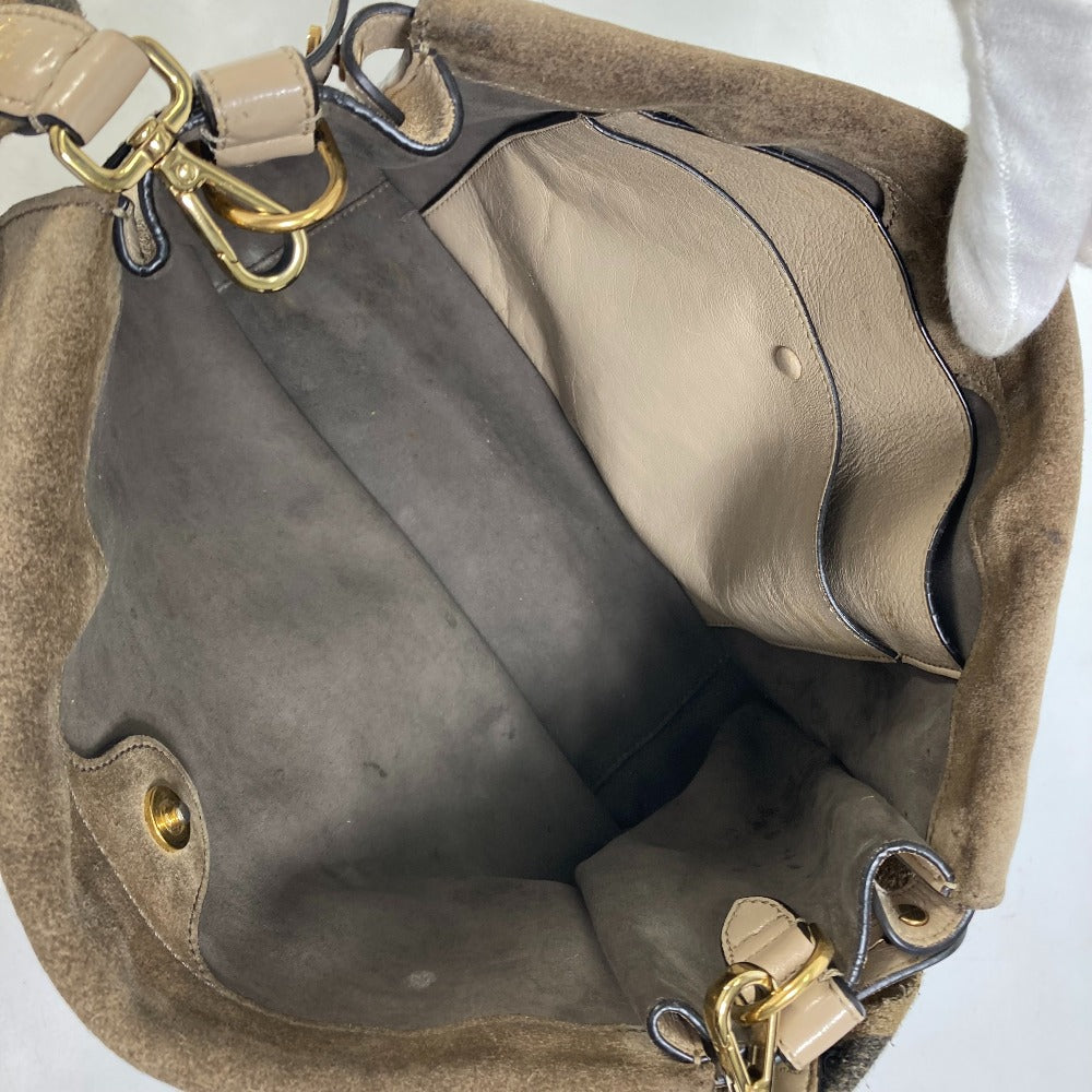 FENDI 8BT303 Zucca FLIP Large Handbag with FF Logo and Strap, 2-Way Bag, Crossbody/Shoulder Bag, Leather/Suede, Beige