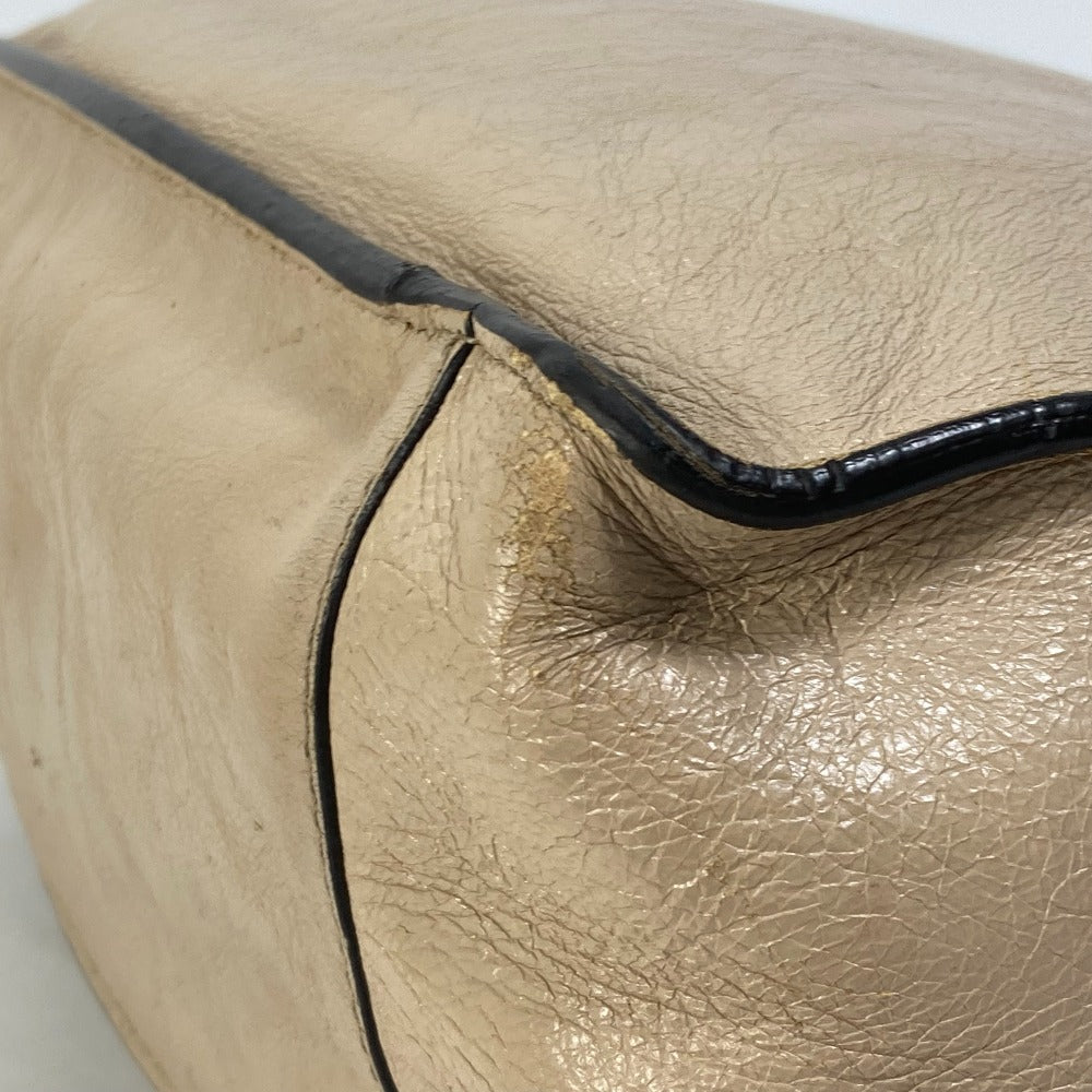 FENDI 8BT303 Zucca FLIP Large Handbag with FF Logo and Strap, 2-Way Bag, Crossbody/Shoulder Bag, Leather/Suede, Beige