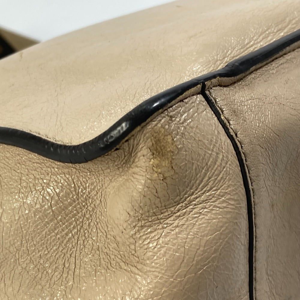 FENDI 8BT303 Zucca FLIP Large Handbag with FF Logo and Strap, 2-Way Bag, Crossbody/Shoulder Bag, Leather/Suede, Beige