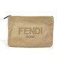 FENDI Pouch Logo Clutch Bag Canvas Women's Beige