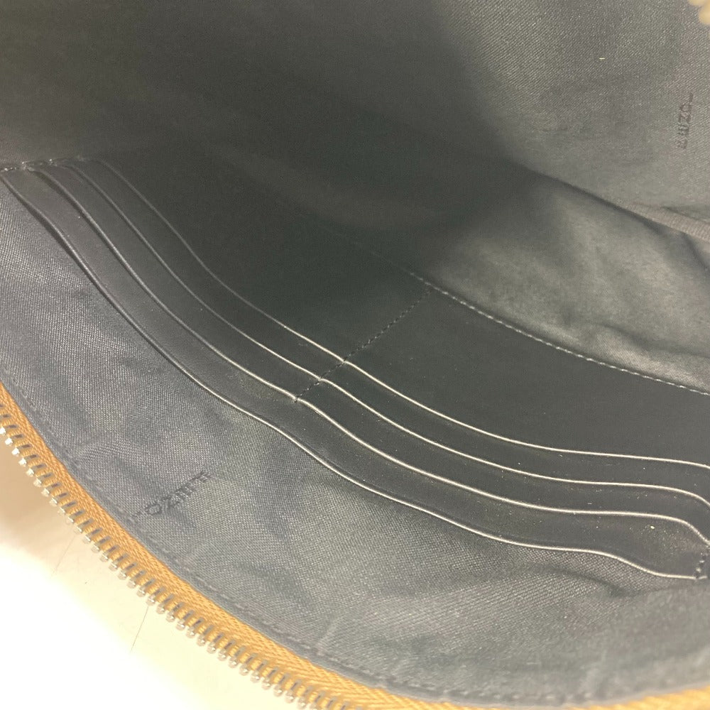 FENDI Pouch Logo Clutch Bag Canvas Women's Beige