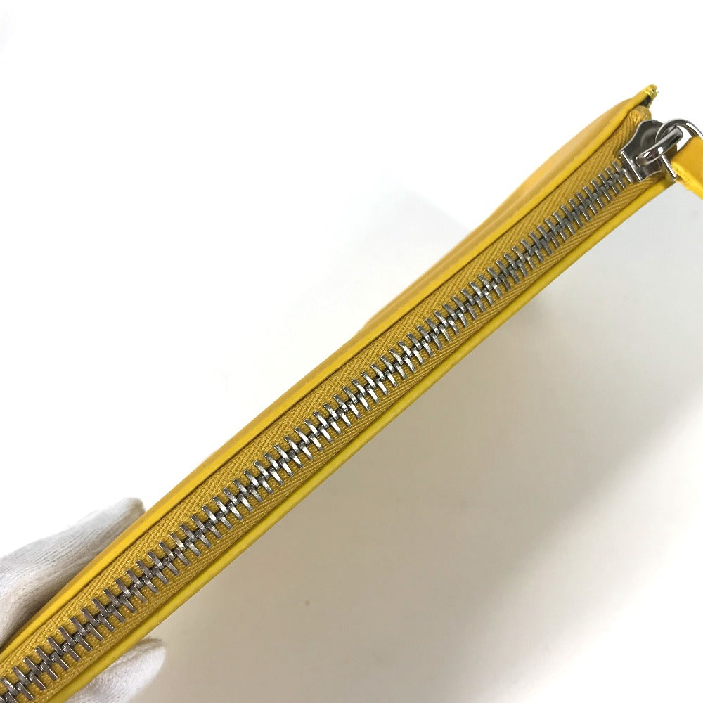 FENDI 7N0114 Logo Bag Pouch Clutch Bag Leather Women's Yellow