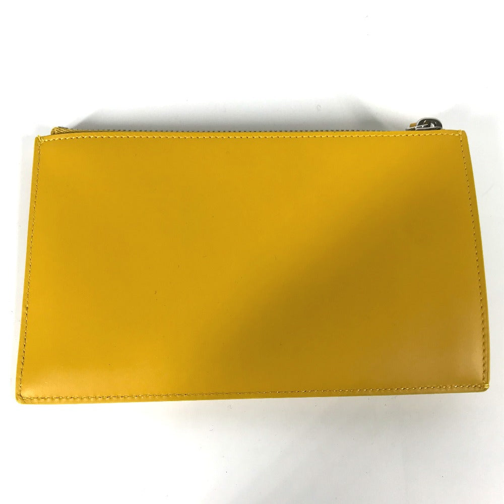 FENDI 7N0114 Logo Bag Pouch Clutch Bag Leather Women's Yellow