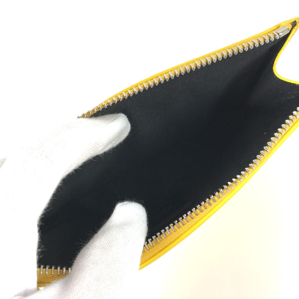 FENDI 7N0114 Logo Bag Pouch Clutch Bag Leather Women's Yellow