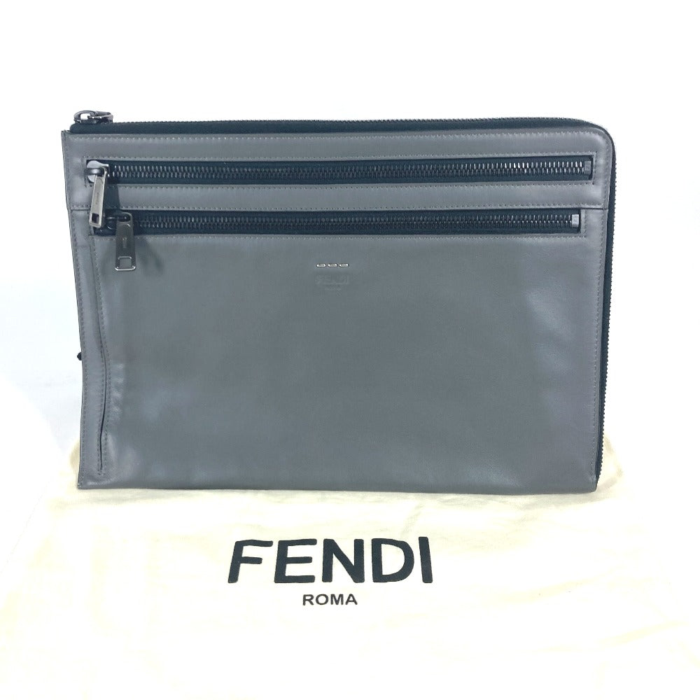 FENDI 7M0237 ジップ カバン ポーチ クラッチバッグ レザー メンズ