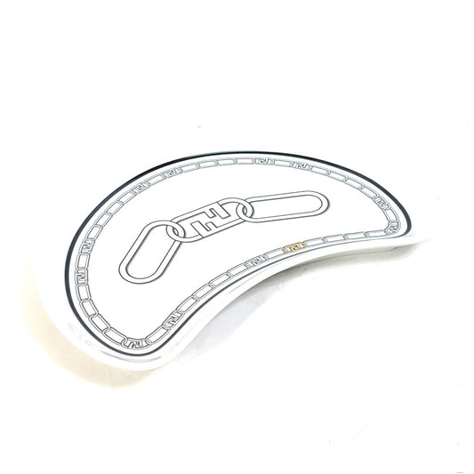 FENDI 7AC048 White Porcelain Tableware, Orlock Crescent Plate, Aperitif Plate, Women's, White
