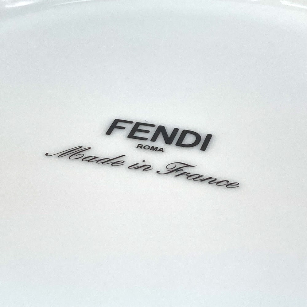 FENDI 7AC045 ホワイト磁器 食器 インテリア 2枚セット ペア オーロック プレート 2点セット ディナープレート お皿 ポーセリン レディース - brandshop-reference