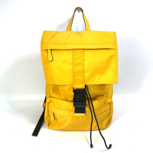 FENDI 7VZ066 Fendines Backpack, Nylon/Leather, Men's, Yellow