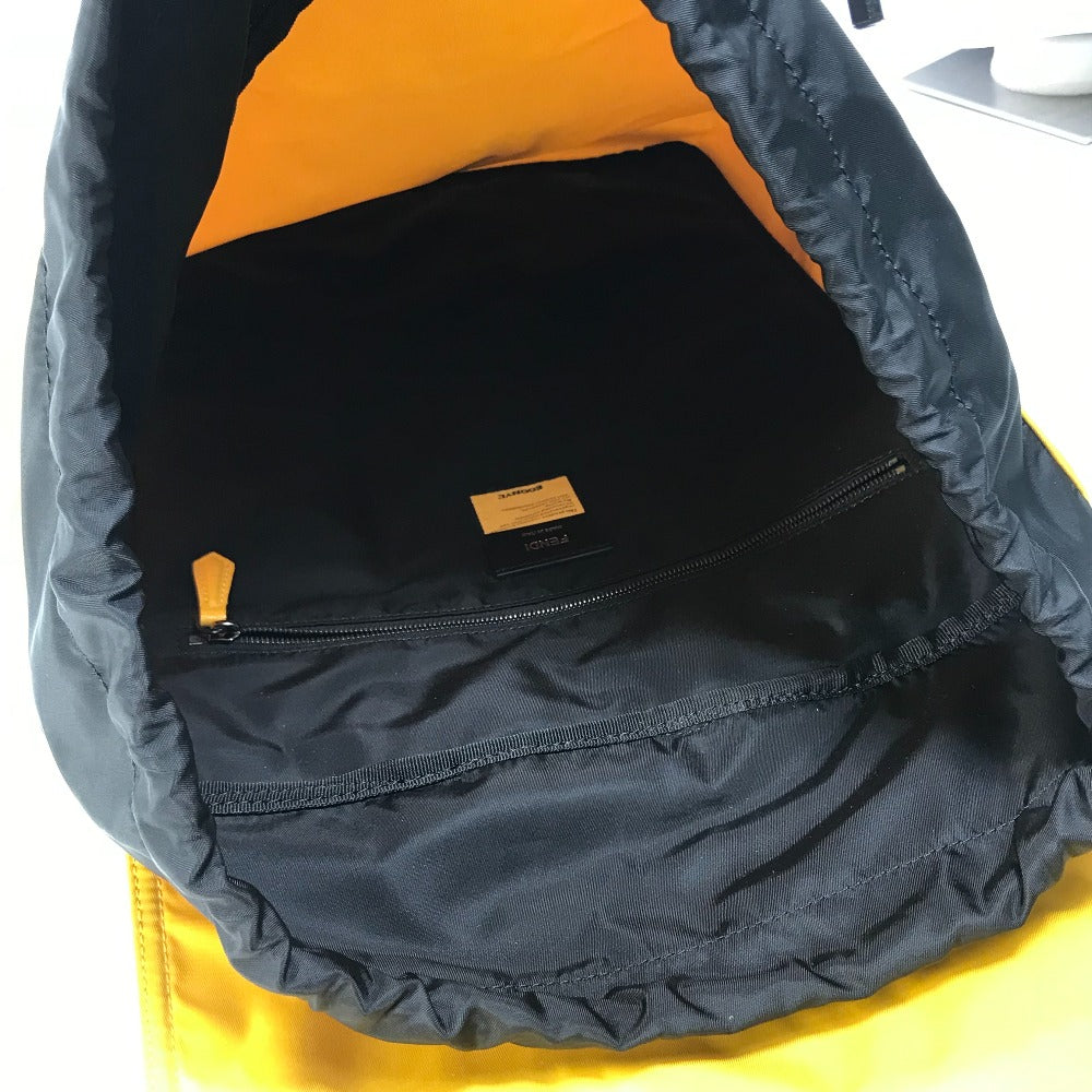 FENDI 7VZ066 Fendines Backpack, Nylon/Leather, Men's, Yellow