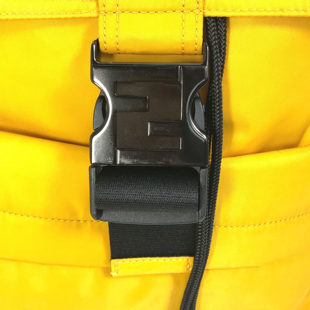 FENDI 7VZ066 Fendines Backpack, Nylon/Leather, Men's, Yellow
