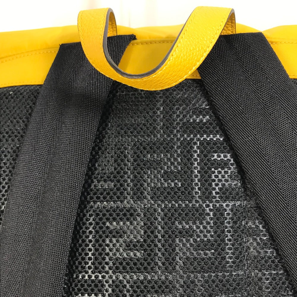 FENDI 7VZ066 Fendines Backpack, Nylon/Leather, Men's, Yellow