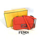 FENDI 8BR793 バゲットチェーンミディ Wチェーンバッグ 斜め掛け カバン ショルダーバッグ キャンバス/レザー レディース レッド - brandshop-reference