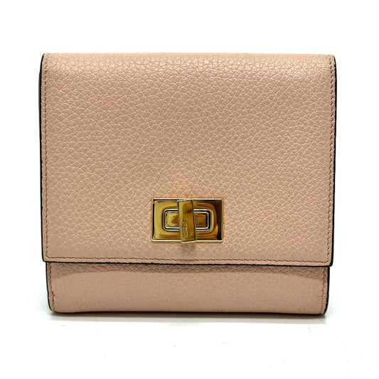 FENDI 8M0438 Peekaboo Bifold Wallet, Leather, Women's, Pink