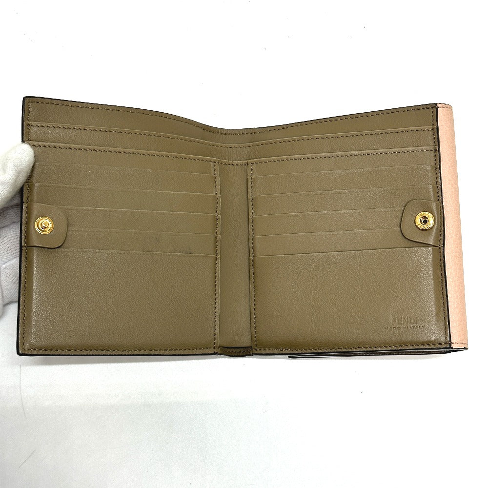 FENDI 8M0438 Peekaboo Bifold Wallet, Leather, Women's, Pink