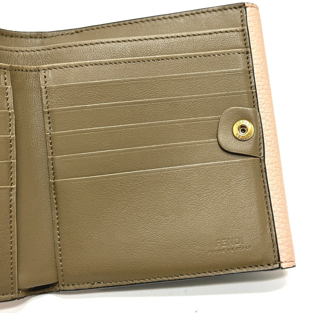 FENDI 8M0438 Peekaboo Bifold Wallet, Leather, Women's, Pink